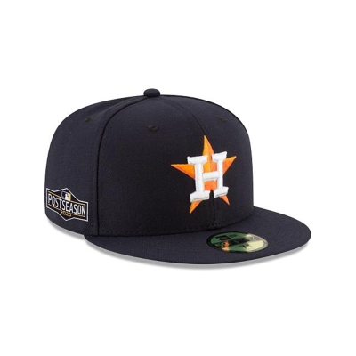 Blue Houston Astros Hat - New Era MLB Postseason Side Patch 59FIFTY Fitted Caps USA7951432